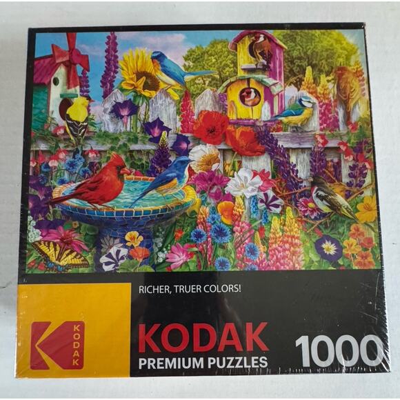 NEW 1000 Pc Jigsaw Puzzle Bird Bath Garden Lars Stewart Kodak Cra-Z-Art - Picture 1 of 3